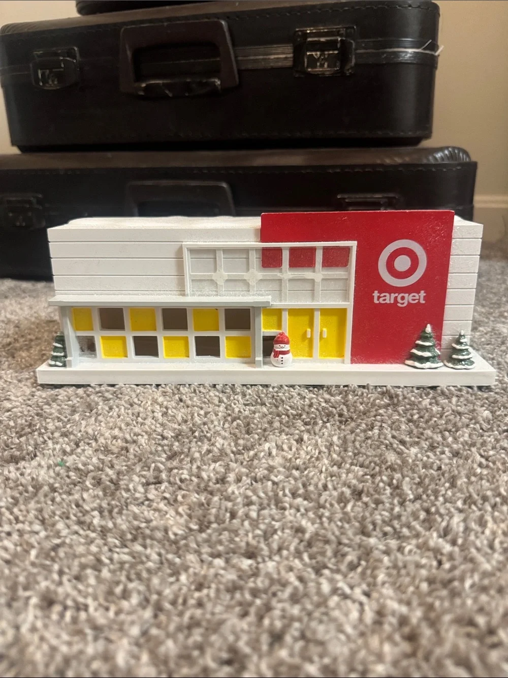 Target Red and White Holiday Christmas snow Store Figurine with Yellow Accents